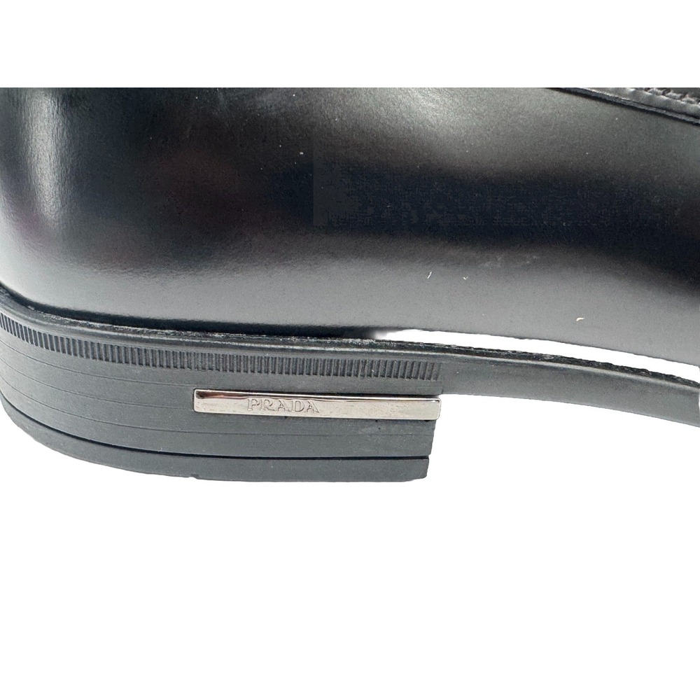 Prada Men's Black Leather Loafers 2DC079 Spazzolato Fumé Size 7.5 Made in Italy - Picture 8 of 12